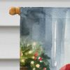 Black Pug and Santa Claus House Flag Large Porch Sleeve Pole Decorative Outside Yard Banner Artwork Wall Hanging, Polyester, House Size, Multicolor