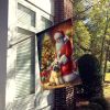 Wheaten Terrier and Santa Claus House Flag Large Porch Sleeve Pole Decorative Outside Yard Banner Artwork Wall Hanging, Polyester, House Size