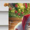 Shiba Inu and Santa Claus House Flag Large Porch Sleeve Pole Decorative Outside Yard Banner Artwork Wall Hanging, Polyester, House Size, Multicolor