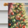 Greyhound and Santa Claus House Flag Large Porch Sleeve Pole Decorative Outside Yard Banner Artwork Wall Hanging, Polyester, House Size, Multicolor
