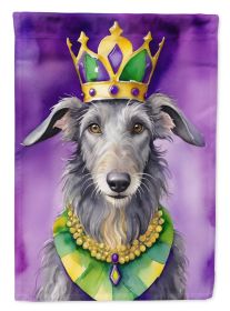 Scottish Deerhound King of Mardi Gras House Flag Large Porch Sleeve Pole Decorative Outside Yard Banner Artwork Wall Hanging, Polyester, House Size