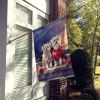 Maltese Two Hearts House Flag Large Porch Sleeve Pole Decorative Outside Yard Banner Artwork Wall Hanging, Polyester, House Size, Multicolor