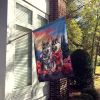 Siberian Husky Two Hearts House Flag Large Porch Sleeve Pole Decorative Outside Yard Banner Artwork Wall Hanging, Polyester, House Size, Multicolor