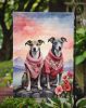 Whippet Two Hearts Garden Flag Mailbox Flag Decorative Yard Flag Banner Outside Patio Artwork Yard Flower Beds, Garden Size, Multicolor