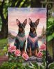 Manchester Terrier Two Hearts Garden Flag Mailbox Flag Decorative Yard Flag Banner Outside Patio Artwork Yard Flower Beds, Garden Size, Multicolor