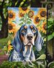 Bluetick Coonhound in Sunflowers Garden Flag Mailbox Flag Decorative Yard Flag Banner Outside Patio Artwork Yard Flower Beds, Garden Size, Multicolor