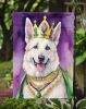 White German Shepherd King of Mardi Gras Garden Flag Mailbox Flag Decorative Yard Flag Banner Outside Patio Artwork Yard Flower Beds, Garden Size