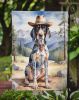 Bluetick Coonhound Cowboy Welcome Garden Flag Mailbox Flag Decorative Yard Flag Banner Outside Patio Artwork Yard Flower Beds, Garden Size, Multicolor