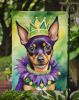 Miniature Pinscher King of Mardi Gras Garden Flag Mailbox Flag Decorative Yard Flag Banner Outside Patio Artwork Yard Flower Beds, Garden Size