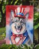 Norwegian Elkhound Patriotic American Garden Flag Mailbox Flag Decorative Yard Flag Banner Outside Patio Artwork Yard Flower Beds, Garden Size