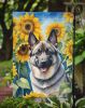 Norwegian Elkhound in Sunflowers Garden Flag Mailbox Flag Decorative Yard Flag Banner Outside Patio Artwork Yard Flower Beds, Garden Size, Multicolor
