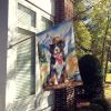 Bernese Mountain Dog Cowboy Welcome House Flag Large Porch Sleeve Pole Decorative Outside Yard Banner Artwork Wall Hanging, Polyester, House Size