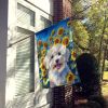 Coton de Tulear in Sunflowers House Flag Large Porch Sleeve Pole Decorative Outside Yard Banner Artwork Wall Hanging, Polyester, House Size
