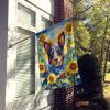 Australian Cattle Dog in Sunflowers House Flag Large Porch Sleeve Pole Decorative Outside Yard Banner Artwork Wall Hanging, Polyester, House Size