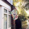 White German Shepherd Luau House Flag Large Porch Sleeve Pole Decorative Outside Yard Banner Artwork Wall Hanging, Polyester, House Size, Multicolor