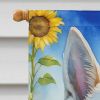 White German Shepherd in Sunflowers House Flag Large Porch Sleeve Pole Decorative Outside Yard Banner Artwork Wall Hanging, Polyester, House Size