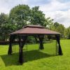 13x10 Outdoor Patio Gazebo Canopy Tent With Ventilated Double Roof And Mosquito net(Detachable Mesh Screen On All Sides),Suitable for Lawn, Garde