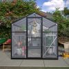 6x10 ft Outdoor Polycarbonate Greenhouse Kit with Aluminum Frame, Walk-in Garden Green House with Lockable Door & Adjustable Roof Vent, Backyard