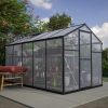 6x10 ft Outdoor Polycarbonate Greenhouse Kit with Aluminum Frame, Walk-in Garden Green House with Lockable Door & Adjustable Roof Vent, Backyard