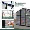 6x10 ft Outdoor Polycarbonate Greenhouse Kit with Aluminum Frame, Walk-in Garden Green House with Lockable Door & Adjustable Roof Vent, Backyard