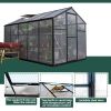 6x10 ft Outdoor Polycarbonate Greenhouse Kit with Aluminum Frame, Walk-in Garden Green House with Lockable Door & Adjustable Roof Vent, Backyard