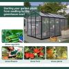 6x10 ft Outdoor Polycarbonate Greenhouse Kit with Aluminum Frame, Walk-in Garden Green House with Lockable Door & Adjustable Roof Vent, Backyard