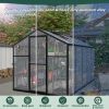 6x10 ft Outdoor Polycarbonate Greenhouse Kit with Aluminum Frame, Walk-in Garden Green House with Lockable Door & Adjustable Roof Vent, Backyard