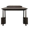 6x10FT Hardtop Grill Gazebo, Outdoor BBQ Gazebo with Double Galvanized Steel Roof, Patio Grill Canopy with 2 Cabinets and Ceiling Hooks for Backy