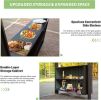 6x10FT Hardtop Grill Gazebo, Outdoor BBQ Gazebo with Double Galvanized Steel Roof, Patio Grill Canopy with 2 Cabinets and Ceiling Hooks for Backy