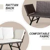 Outdoor Sofa, Woven Rattan Patio Furniture, Convertible Daybed or Double Chair with Adjustable Armrests, Cushions and Pillows for Yard Porch Pool