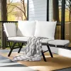 Outdoor Sofa, Woven Rattan Patio Furniture, Convertible Daybed or Double Chair with Adjustable Armrests, Cushions and Pillows for Yard Porch Pool