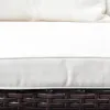 Outdoor Sofa, Woven Rattan Patio Furniture, Convertible Daybed or Double Chair with Adjustable Armrests, Cushions and Pillows for Yard Porch Pool
