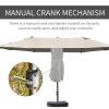 Outsunny Patio Umbrella 15' Steel Rectangular Outdoor Double Sided Market with base, Sun Protection & Easy Crank for Deck Pool Patio, Coffee