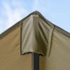 Outsunny Patio Umbrella 15' Steel Rectangular Outdoor Double Sided Market with base, Sun Protection & Easy Crank for Deck Pool Patio, Coffee