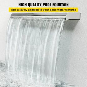 VEVOR Pool Fountain Stainless Steel Pool Waterfall Spillway with Pipe Connector Rectangular Garden Outdoor (59.1")