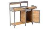 Outdoor Potting Bench, Wooden Workstation Table with Cabinet for Backyard Garden Supplies