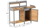 Outdoor Potting Bench, Wooden Workstation Table with Cabinet for Backyard Garden Supplies