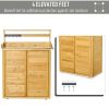 Garden Potting Bench Table Wooden Workstation Shed with Tabletop, Hooks, 3-Tier Shelves Cabinet and 2 Magnetic Close Doors