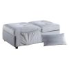 Modern Lift Top Storage Bench with Pull-out Bed 1pc Gray Velvet Tufted Solid Wood Furniture Convertible Chair