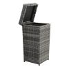 With Top Cover Iron Frame Rattan Trash Can Gary Gradient