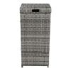 With Top Cover Iron Frame Rattan Trash Can Gary Gradient