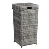 With Top Cover Iron Frame Rattan Trash Can Gary Gradient
