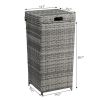 With Top Cover Iron Frame Rattan Trash Can Gary Gradient