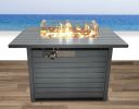 11'' H x 42'' L Steel Propane Outdoor Fire Pit Table with Lid