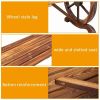2-Person Rustic Garden Bench; Outdoor Wagon Wheel Porch Bench for Backyard Patio Garden; Brown