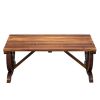2-Person Rustic Garden Bench; Outdoor Wagon Wheel Porch Bench for Backyard Patio Garden; Brown