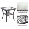 3 Piece Wicker Patio Rocker Sets, Rattan Rocking Furniture Set with Glass Table Dark Brown