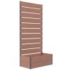 Raised Garden Bed Planter with Slatted Fence Trellis in Wood Finish