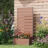 Raised Garden Bed Planter with Slatted Fence Trellis in Wood Finish