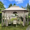 Outdoor 10 x 12 Ft Octagon Gazebo with Mosquito Net Sidewalls and Canopy